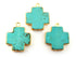 Gold Electroplated Turquoise Cross Bezel Pendant, 25 mm, (BZCT-1103)